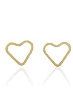 Brinco Médio Coração Vazado Banhado Em Ouro 18k [F027] - Image 3