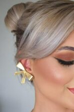 Brinco Ear Cuff Laço Grande Banhado Em Ouro 18k [F027]