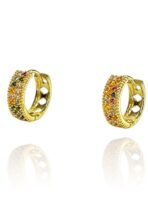 Brinco Argolinha Com Micro Zircônias Coloridas Banhado Em Ouro 18k [F027] - Image 3