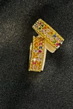 Brinco Argolinha Com Micro Zircônias Coloridas Banhado Em Ouro 18k [F027] - Image 2