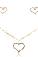 Conjunto De Coração Com Zircônia E Corrente Em Elos [F027] - Image 3