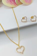 Conjunto De Coração Com Zircônia E Corrente Em Elos [F027] - Image 2