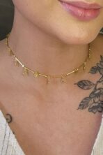Choker árvores Da Vida Banhado Em Ouro 18k [F027]