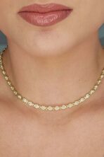 Choker Com Corrente De Mini Pérolas Banhado Em Ouro 18k [F027]