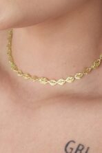 Choker Com Folhas Banhado Em Ouro 18k [F027]