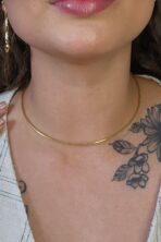 Choker Circular Aro Fino Banhado Em Ouro 18k [F027]