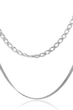 Colar Duplo Com Correntes Grossas Banhado Em Ródio Branco [F027] - Image 3