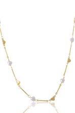 Colar Com Pérolas De Coração Banhado Em Ouro 18k [F027] - Image 3