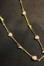 Colar Com Pérolas De Coração Banhado Em Ouro 18k [F027] - Image 2