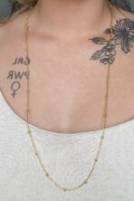 Colar De Corrente Com Bolinhas Douradas Banhado Em Ouro 18k [F027]