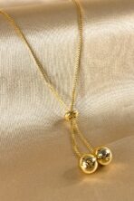 Colar Regulável Com Bolas Na Ponta Banhado Em Ouro 18k [F027] - Image 2