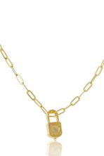 Colar  Corrente Cartier Pingente Cadeado Banhado Em Ouro 18k [F027] - Image 3