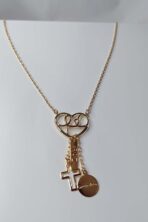 Colar Com Pingente Da Fé, Da Paz E Da Gratidão Banhado Em Ouro 18k [F027] - Image 2
