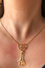 Colar Com Pingente Da Fé, Da Paz E Da Gratidão Banhado Em Ouro 18k [F027]