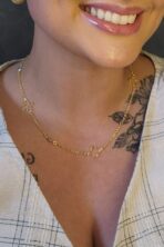 Colar Com Olhos Gregos Banhado Em Ouro 18k [F027]