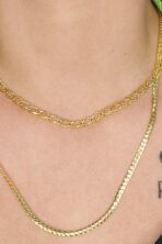 Colar Duplo Com Correntes Grossas Banhado Em Ouro 18k [F027]
