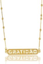 Colar Com Corrente E Pingente Gratidão Banhado Em Ouro 18k [F027] - Image 3