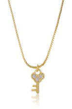 Colar Com Pingente Pequeno De Chave Banhado Em Ouro 18k [F027] - Image 3