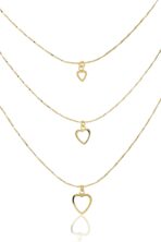 Colar Triplo De Corações Vazados Banhado Em Ouro 18k [F027] - Image 3