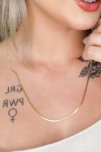 Colar Com Corrente Fita Banhado Em Ouro 18k [F027]