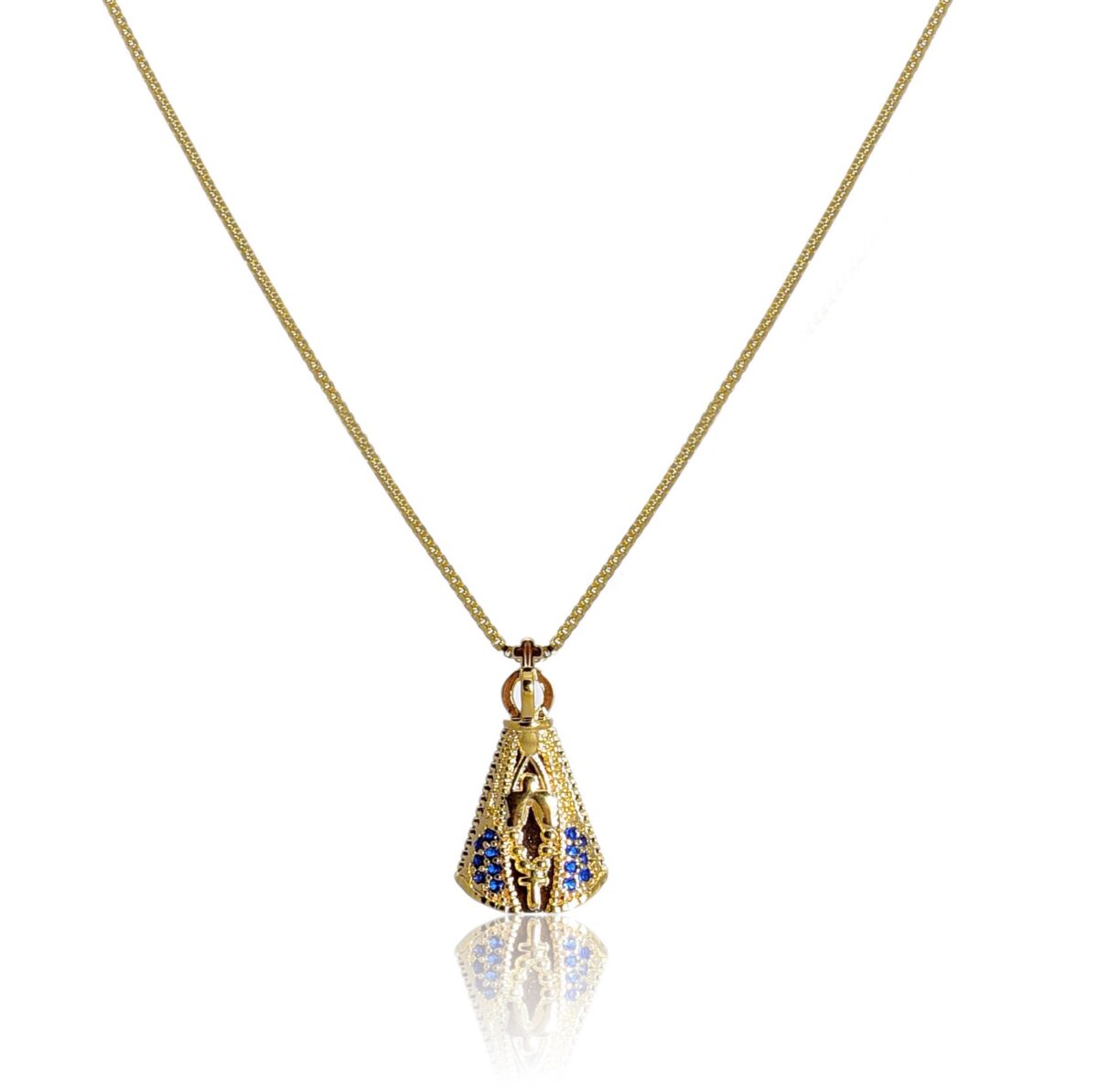 Colar Nossa Senhora Aparecida Banhado Em Ouro 18k [F027] - Image 3