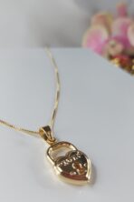 Colar Com Pingente De Cadeado Escrito Amor Banhado Em Ouro 18k [F027] - Image 2