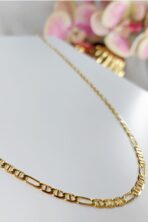 Colar Corrente Com Elos Sequenciados Banhado Em Ouro 18k Masculino [F027]