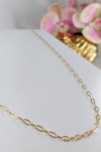 Colar Corrente Elos Intercalados Banhado Em Ouro 18k Masculino [F027]