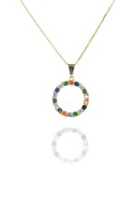 Colar Pingente Circulo De Zircônia Colorida Banhado Em Ouro 18k [F027] - Image 3