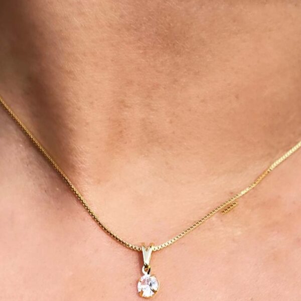 Colar Pingente Ponto De Luz Banhado Em Ouro 18k [F027]