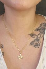 Colar Pingente árvore Da Vida Com Zircônias Brancas Banhado Em Ouro 18k [F027]