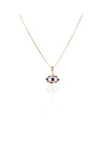 Colar Pingente Olho Grego Com Zircônia Multicolor Banhado Em Ouro 18k [F027] - Image 3