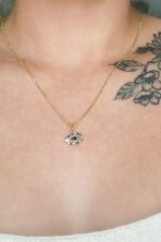 Colar Pingente Olho Grego Com Zircônia Multicolor Banhado Em Ouro 18k [F027]
