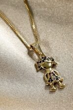 Colar Pingente Menina Com Zircônia Colorida Banhado Em Ouro 18k [F027] - Image 2