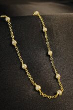 Colar Corrente Americana Com Pérolas Banhado Em Ouro 18k [F027] - Image 2