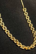 Colar Corrente De Relógio Banhado Em Ouro 18k [F027]