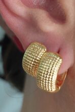 Duo De Argolas Grossas Trabalhadas Banhado Em Ouro 18k [F027]