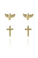 Duo De Cruz E Espírito Santo Banhado Em Ouro 18k [F027] - Image 3
