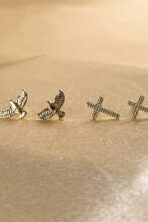 Duo De Cruz E Espírito Santo Banhado Em Ouro 18k [F027] - Image 2