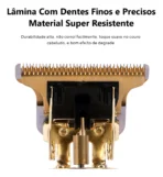 Máquina De Barbear E Cortar Cabelo Profissional Sem Fio Premium Cor Dourado - Image 2