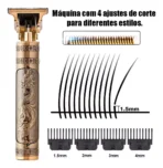 Máquina De Barbear E Cortar Cabelo Profissional Sem Fio Premium Cor Dourado - Image 5