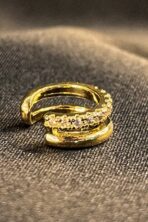 Piercing Fake Duas Tiras Lisa E Outra Com Zircônias Banhado Em Ouro 18k [F027] - Image 2