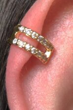Piercing Fake Vazado Com Zircônia Banhado Em Ouro 18k [F027]