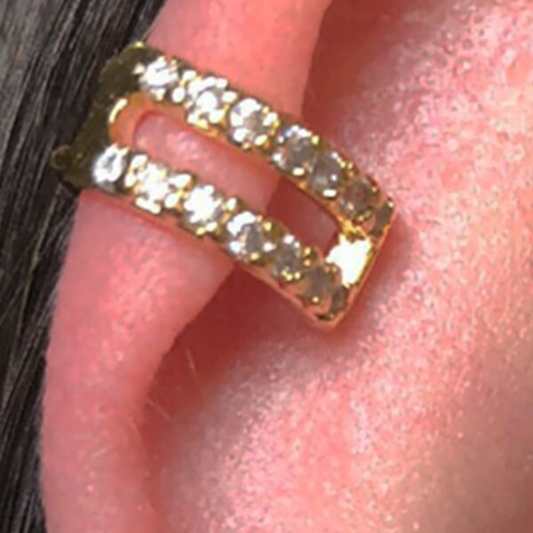 Piercing Fake Vazado Com Zircônia Banhado Em Ouro 18k [F027]