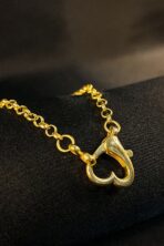 Pulseira Com Design De Elos Finos E Fecho De Coração Banhado Em Ouro 18k [F027]