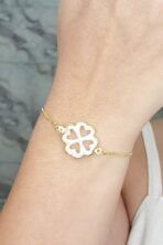 Pulseira Ajustável Com Trevo De Quatro Folhas De Madrepérola [F027]