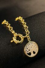 Pulseira Dourada Com Pingente árvore Da Vida Banhado Em Ouro 18k [F027] - Image 2