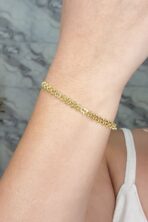 Pulseira Com Fecho Regulável E Corrente Trabalhada Banhado Em Ouro 18k [F027]