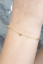 Pulseira De Bolinha Dourada Banhado Em Ouro 18k [F027]