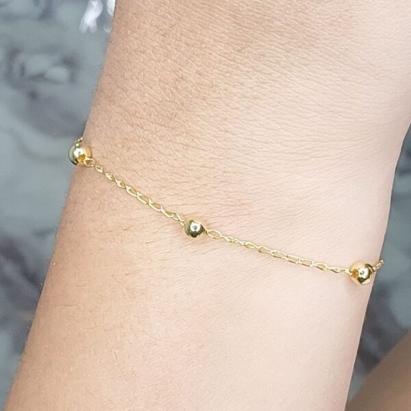 Pulseira De Bolinha Dourada Banhado Em Ouro 18k [F027]
